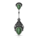Vintage Filigree Semi Precious Stone Navel Belly Button Ring