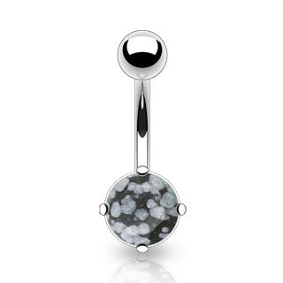 Snow Obsidian Belly Button Navel Rings