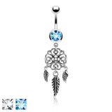 Heart Filigree Dream Catcher Dangle Belly Button Navel Rings