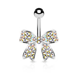 Ribbon CZ Belly Button Navel Rings