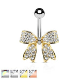 Ribbon CZ Belly Button Navel Rings