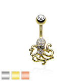 Octopus CZ Belly Button Navel Rings