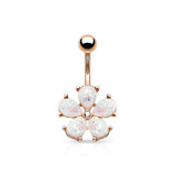 Opal Petals with CZ Flower Belly Button Navel Rings
