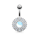 Revo Stone Flower CZ Belly Button Navel Rings