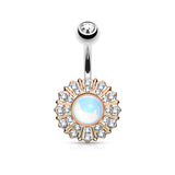 Revo Stone Flower CZ Belly Button Navel Rings