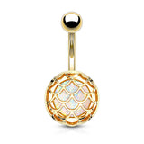 Opal Fish Scale Belly Button Navel Rings