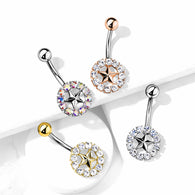 Star With Crystal Surroundings Navel Belly Button Ring
