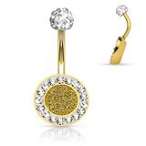 Crystal Paved Round Surgical Steel Navel Belly Button Rings