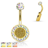 Crystal Paved Round Surgical Steel Navel Belly Button Rings