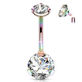 CZ Titanium IP Internal Threaded Belly Button Navel Rings