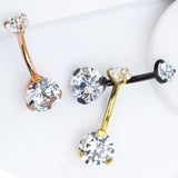 CZ Titanium IP Internal Threaded Belly Button Navel Rings