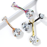 CZ Titanium IP Internal Threaded Belly Button Navel Rings