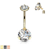 CZ Titanium IP Internal Threaded Belly Button Navel Rings