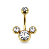 Triple Bubble CZ Titanium Belly Button Navel Rings
