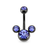 Triple Bubble CZ Titanium Belly Button Navel Rings