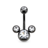 Triple Bubble CZ Titanium Belly Button Navel Rings