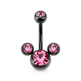 Triple Bubble CZ Titanium Belly Button Navel Rings