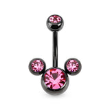Mickey Mouse Head CZ Titanium Belly Button Navel Rings