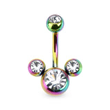 Triple Bubble CZ Titanium Belly Button Navel Rings