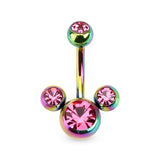 Triple Bubble CZ Titanium Belly Button Navel Rings
