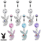 Playboy Bunny CZ Dangle Surgical Steel Navel Belly Button Ring