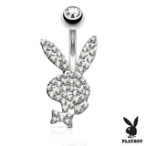 Multi CZ Paved Playboy Bunny 14kt Gold Plated Navel Belly Button Ring