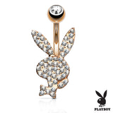 Multi CZ Paved Playboy Bunny 14kt Gold Plated Navel Belly Button Ring