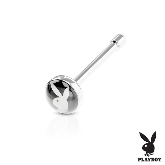 Playboy Bunny Inlaid Flat Top 316L Surgical Steel Nose Bone Stud