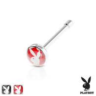 Playboy Bunny Inlaid Flat Top 316L Surgical Steel Nose Bone Stud