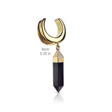 1 Pc Gold Saddle Spreader With Onyx Dangle Ear Plugs