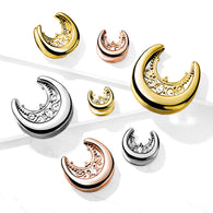 1 Pc Floral Filigree Center All Surgical Steel Saddle Spreader Ear Plugs