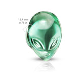 Pair Pyrex Glass Green Alien Face Double Flare Ear Plugs