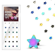 24 Pc 4mm Flat Titanium Star Dermal Anchor Top Package