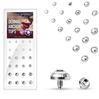 24 Pc Assorted CZ Top Dermal Anchor Top Package