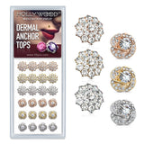 24 Pc Box Set Flower And Roes Blossom CZ Dermal Anchor Tops Internally Threaded