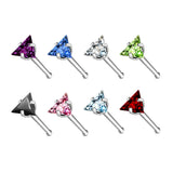 40 Pc Pre Loaded Triangle Mixed CZ Top Nose Bone Stud Rings