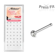 40 Pc Press Fit Clear 2.5mm CZ Ball Nose Bone Stud Pack