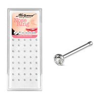 40 Pc Clear 2mm CZ Ball Surgical Steel Nose Bone Stud Pack
