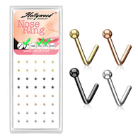 40 Pc Pre Loaded Titanium Gold Steel L Bend Nose Stud Rings