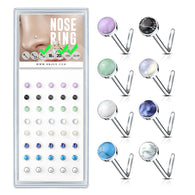 40 Pc Pre Loaded Semi Precious Stone L Bend Nose Stud Rings