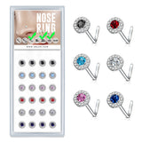 24 Pc Package Double Tiered Round CZ L Bend Surgical Steel Nose Stud Rings