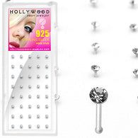 40 Pc Pack Of .925 Sterling Silver 1.5 mm All Clear CZ Nose Bone Stud Rings