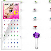40 Pc Pack Of .925 Sterling Silver 1.5 mm CZ Nose Bone Stud Rings