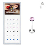 24 Pc Pre Loaded Prong Set 2mm Mixed CZ Labret Monroe Ear Cartilage Studs