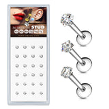 24 Pc Pre Loaded Pack CZ Labret Monroe Ear Cartilage Studs