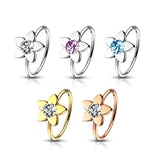 20 Pc Pack 20G CZ Flower Nose Tragus Cartilage Hoop Rings