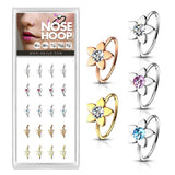 20 Pc Pack 20G CZ Flower Nose Tragus Cartilage Hoop Rings