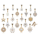 20 Pc Box Package 14K Gold Plated CZ Assorted Navel Belly Button Ring