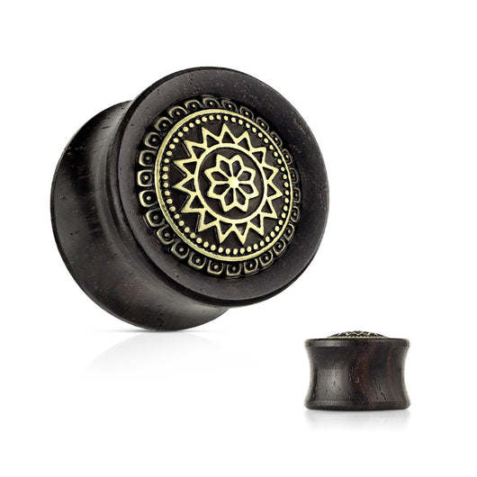 Antique Tribal Sun Shield Organic Ebony Wood Saddle Plugs