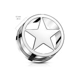 Pair Star 316L Surgical Steel Screw Fit Flesh Tunnels Plugs